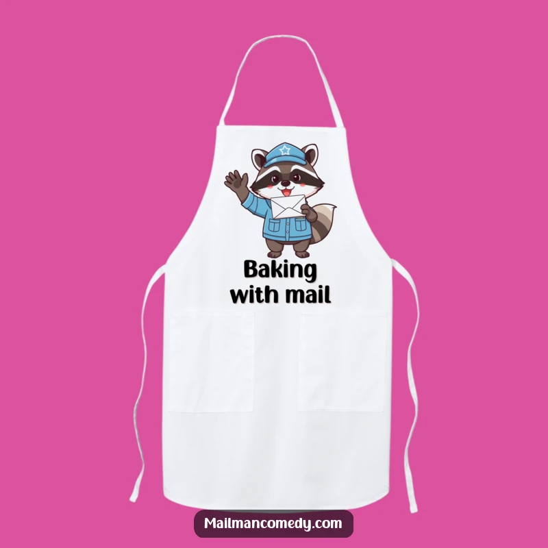 Funny Raccoon Mail Carrier Apron - Kitchen Enthusiasm Fun Gift