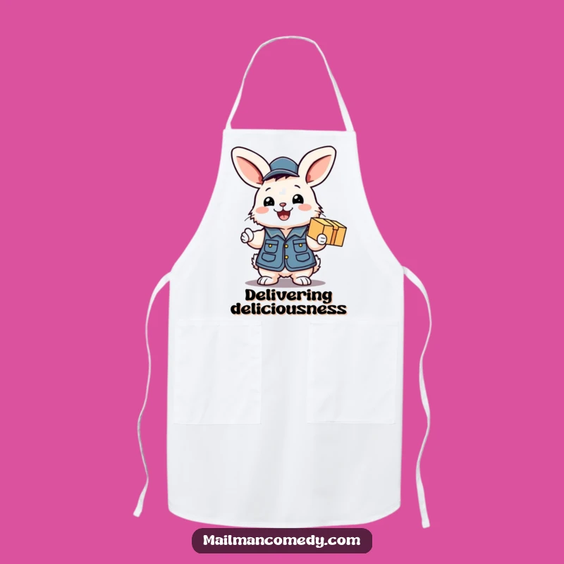 Funny Bunny Mail Carrier Apron - Excited Kitchen Fun, Great Funny Gift!