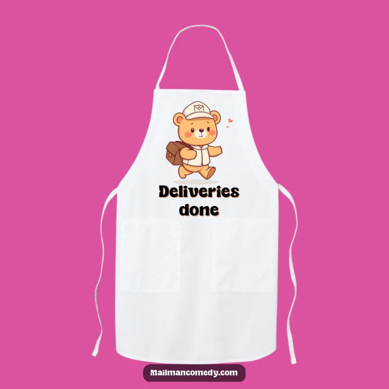 Funny Bear Mail Carrier Apron - Cheerful Kitchen Fun, Great Funny Gift!