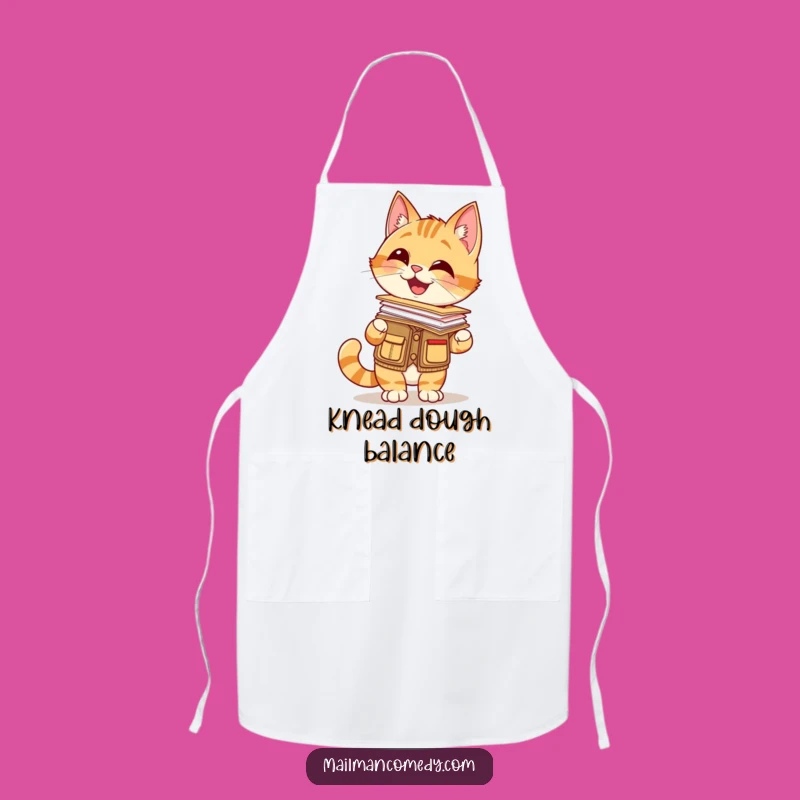 Funny Cat Mail Carrier Apron: Cook with a Balancing Feline