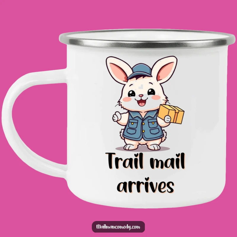 Funny Bunny Mail Carrier Camping Mug - Excited Outdoor Cup, Ideal Funny Gift!