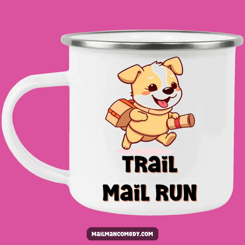 Funny Dog Mail Carrier Camping Mug: Adventure with a Delivery Dog