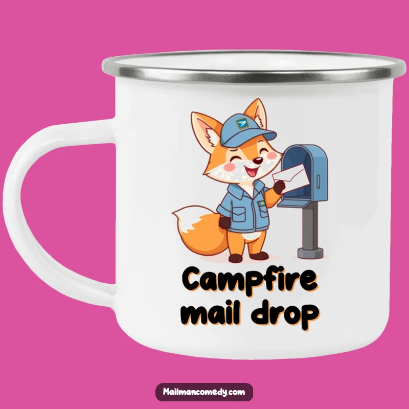 Funny Mail Fox Camping Mug: Adventure with a Cheerful Mail Carrier