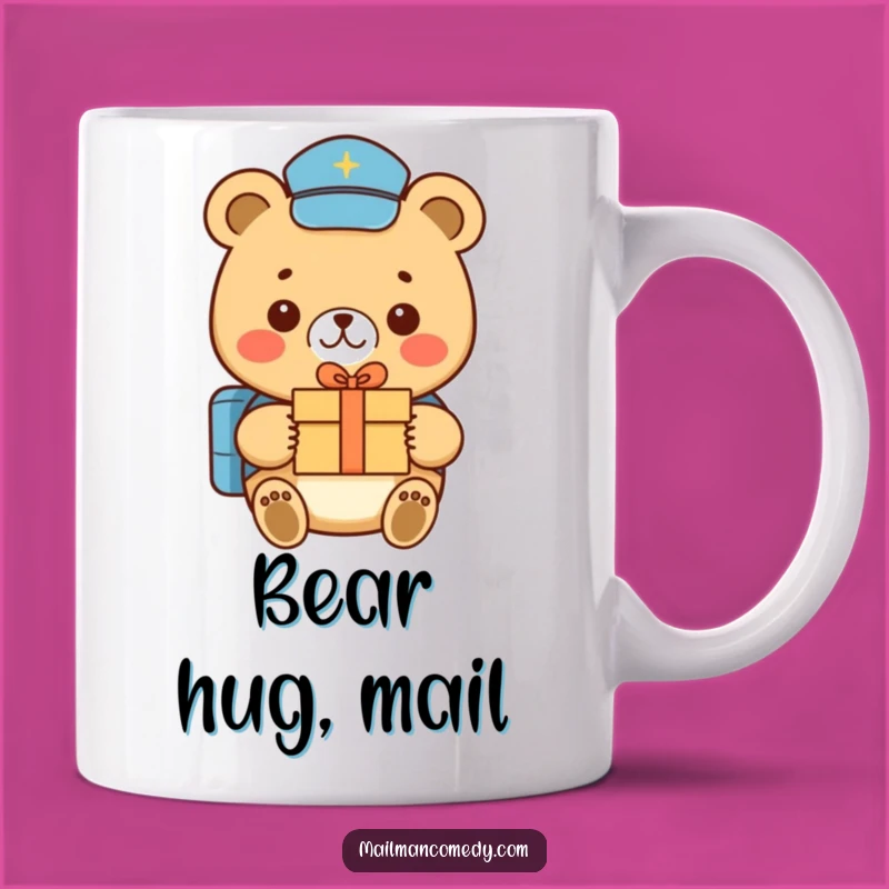 Funny Bear Mail Carrier Mug - Cheerful Gift Delivery Surprise Gift