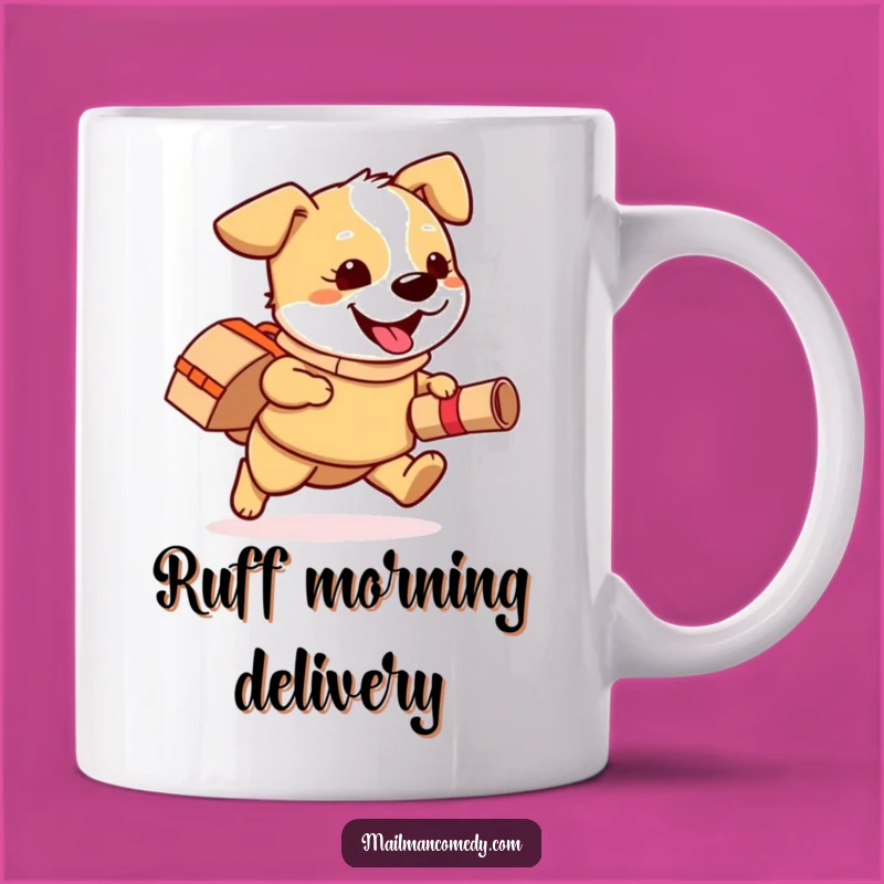 Funny Dog Mail Carrier Mug: Happy Dog Delivering Joyful Packages