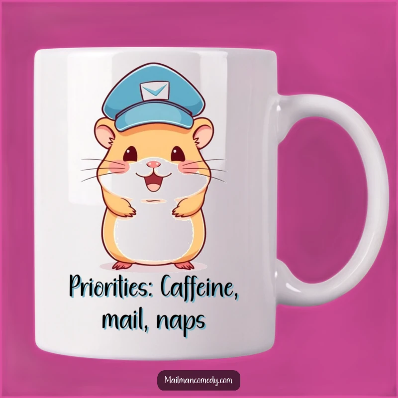 Funny Hamster Mail Carrier Mug: Adorable Rodent Delivering Smiles, Perfect Gift!