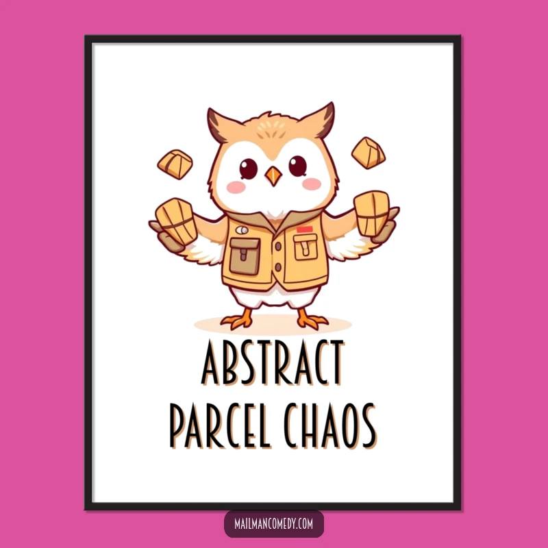 Funny Owl Mail Carrier Digital Print - Whimsical Juggling Wall Art Gift