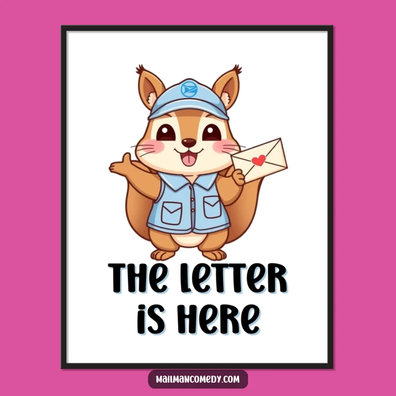 Funny Squirrel Mail Carrier Digital Art: Cheerful Wave, Instant Funny Gift!