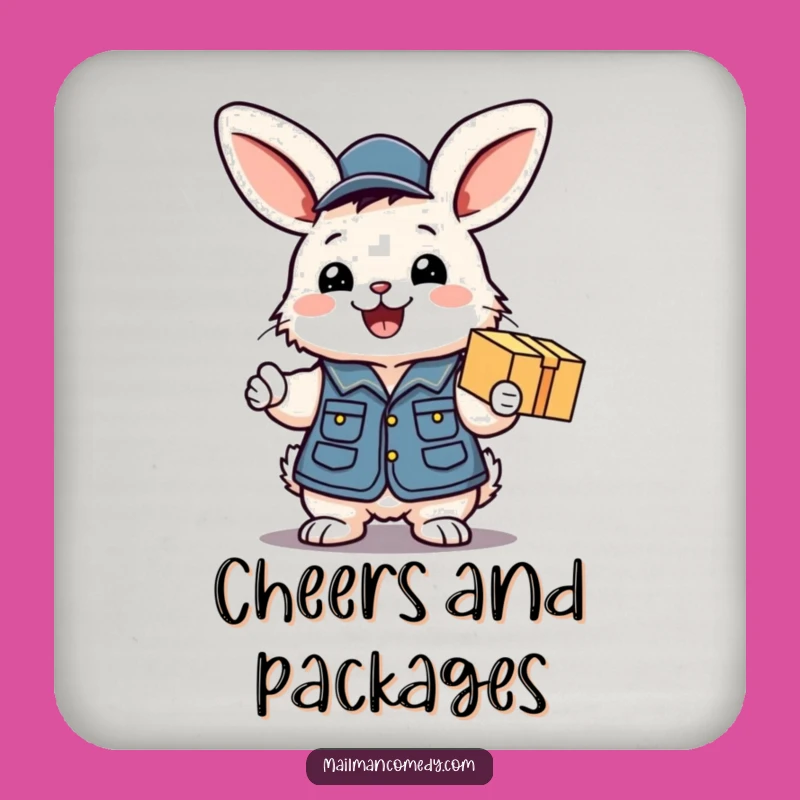 Funny Bunny Mail Carrier Coaster - Excited Surface Protection, Great Funny Gift!