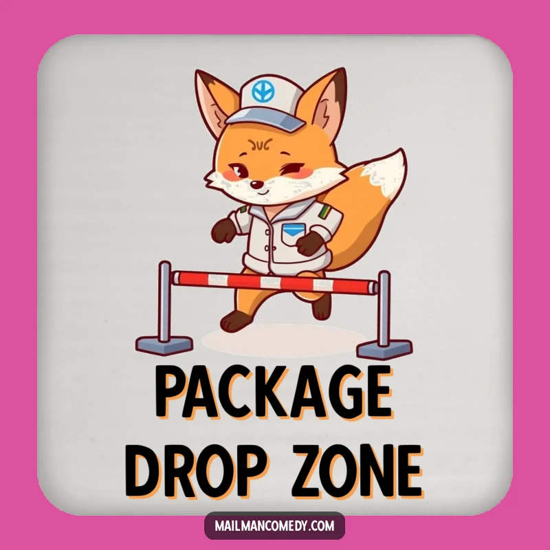 Funny Fox Mail Carrier Coaster - Protect Surfaces with Obstacle Course Humor Gift