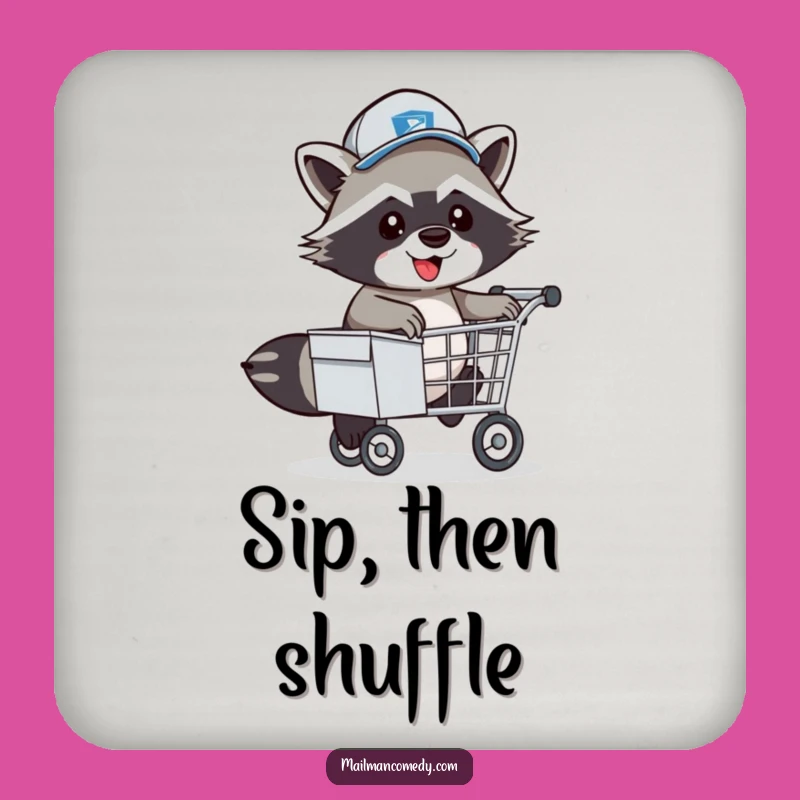 Funny Raccoon Mail Carrier Coaster: Protect Surfaces with Humor, Great Funny Gift!