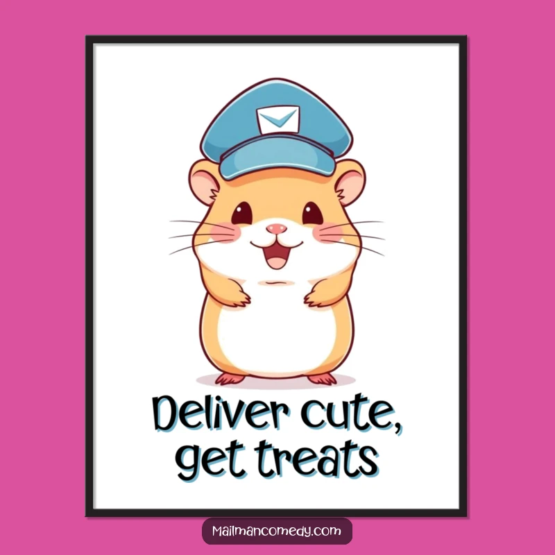 Funny Hamster Mail Carrier Poster: Adorable Art for Walls, Hilarious Home Decor Gift!