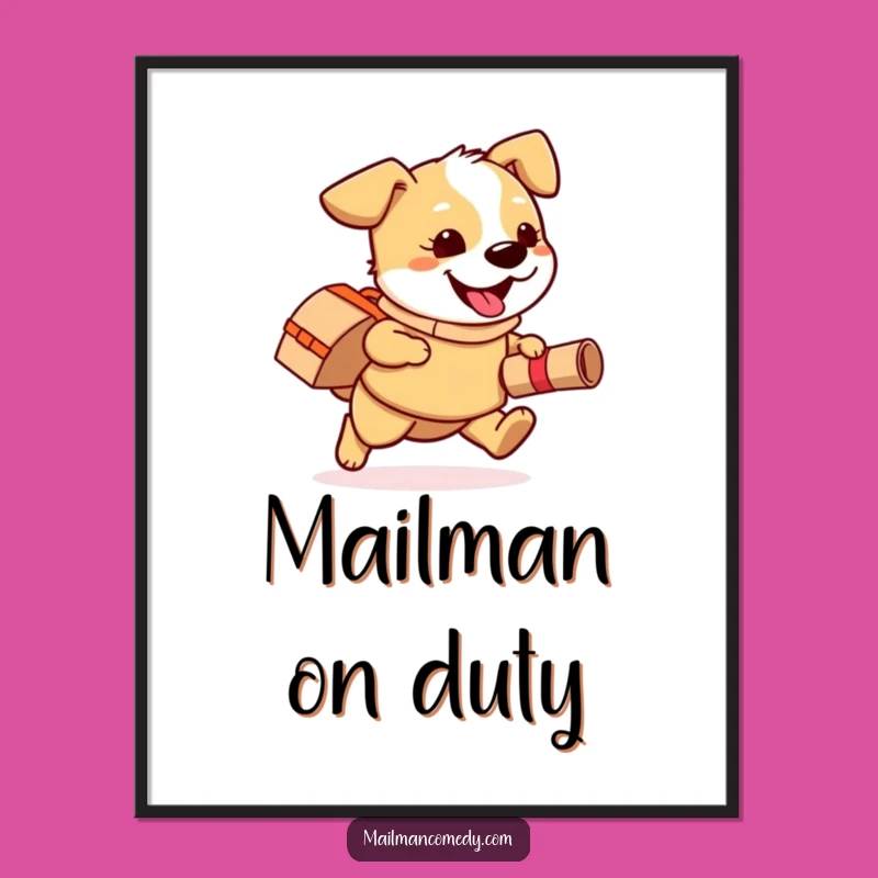 Funny Dog Mail Carrier Poster: Bring Cheerful Dog Delivery Art Home