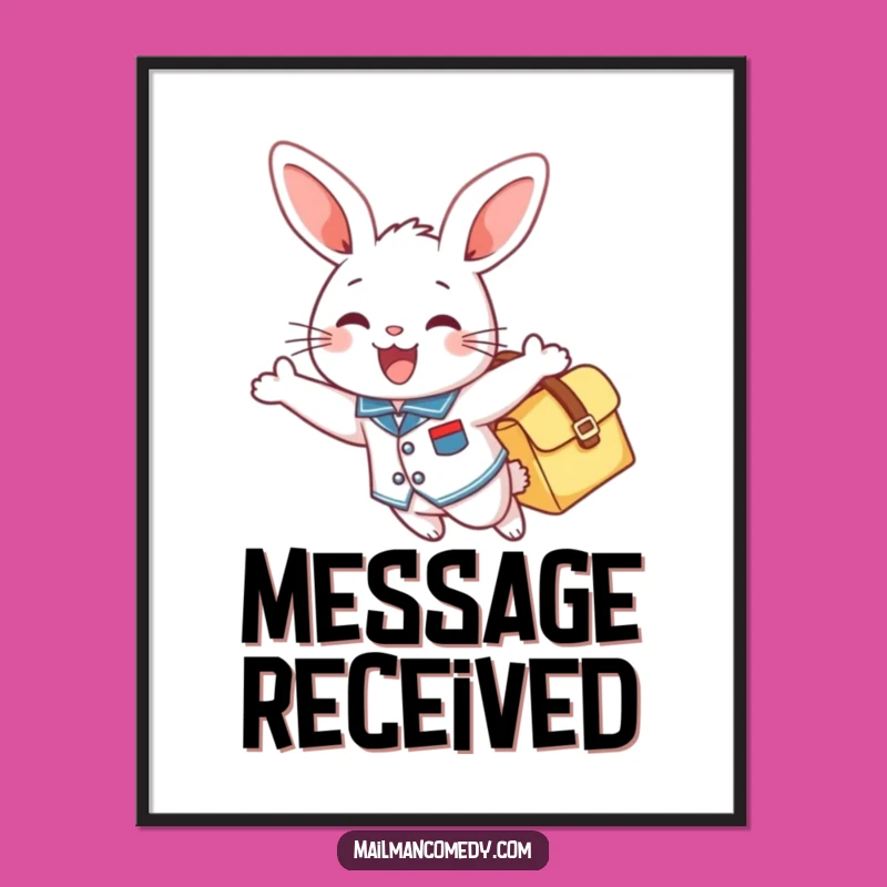 Funny Mail Bunny Poster: Cheerful Flyer Art, Hilarious Wall Decor!