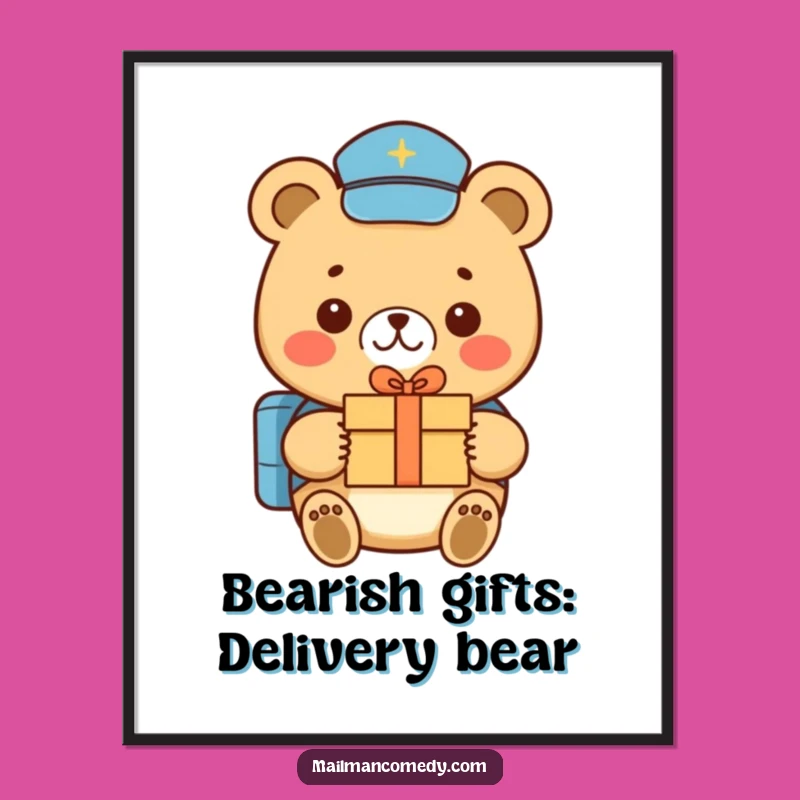 Free Printable Bear Mail Carrier Wall Art - Funny Downloadable Decor with Heart