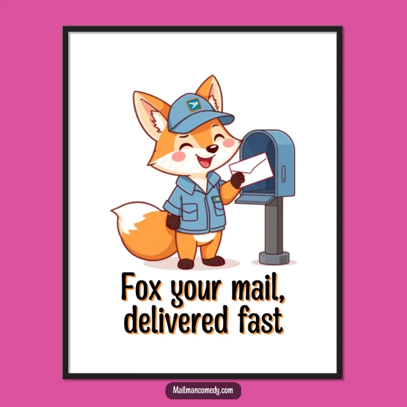 Free Printable Funny Fox Mail Carrier Wall Art: Cheerful Letter Tossing Humor Art