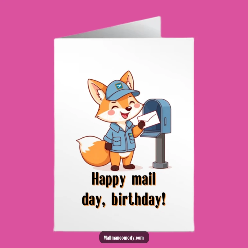 Free Printable Fox Mail Carrier Birthday Card: Cheerful Letter Tossing Fun Downloadable Gift