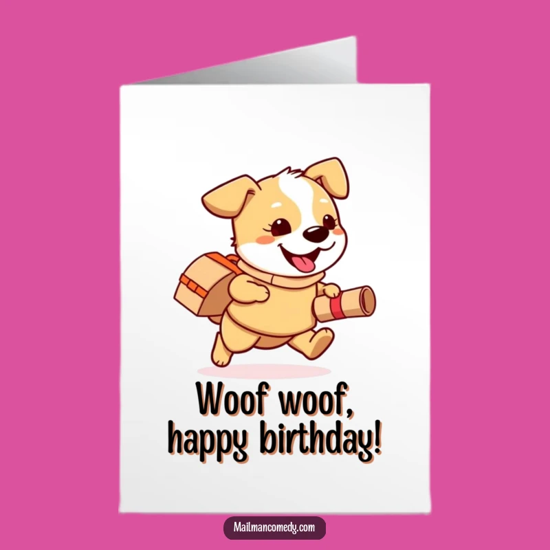 Free Printable Dog Mail Carrier Birthday Card: Happy Package Running Fun Downloadable Gift
