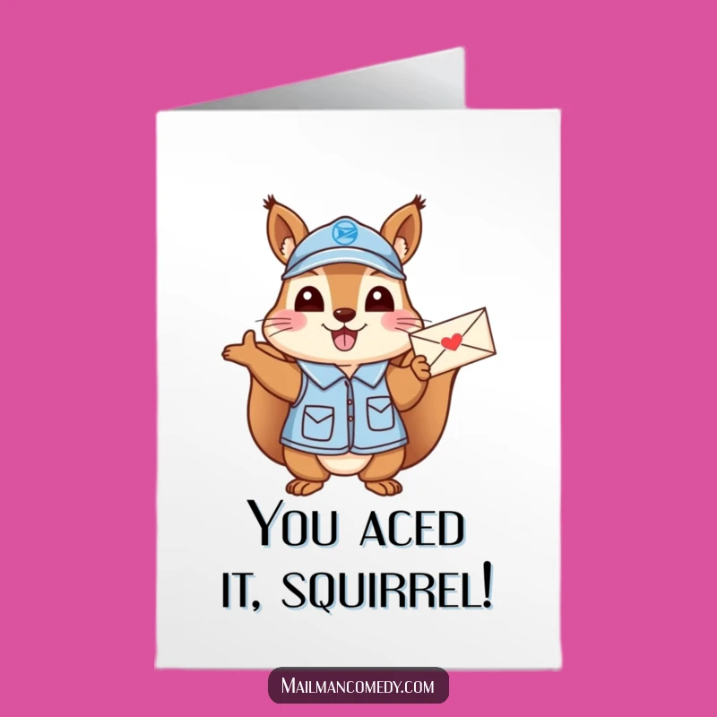 Free Printable Congrats Card: Squirrel Mail Carrier Waves Letter, Funny Downloadable Gift