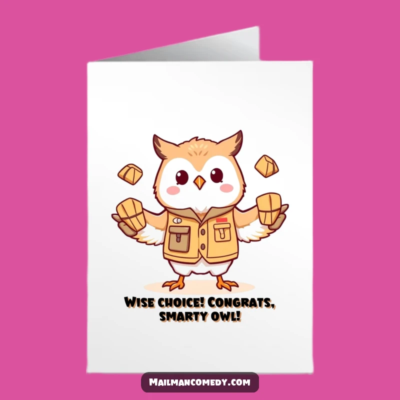Free Printable Owl Mail Carrier Congratulations Card - Funny Downloadable for Big Wins