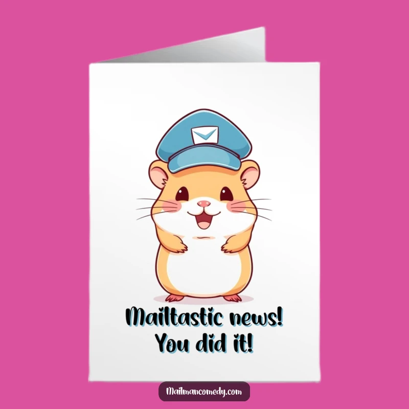 Free Printable Funny Hamster Mail Carrier Congratulations Card - DIY Downloadable