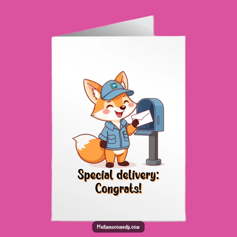 Free Printable Fox Mail Carrier Congratulations Card: Cheerful Letter Tossing Fun Downloadable Gift
