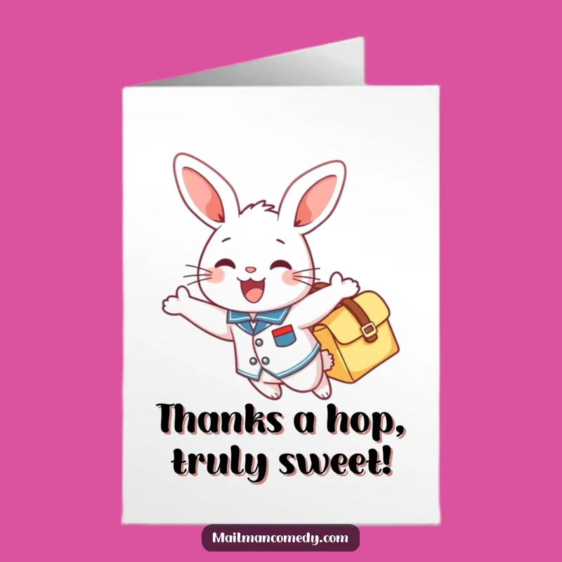 Free Printable Thank You Card: Cheerful Mail Bunny Flying, Funny Gift