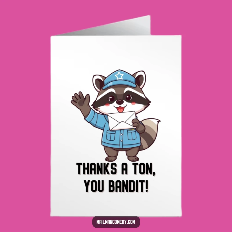 Free Printable Raccoon Mail Carrier Thank You Card - Funny Downloadable Gift of Thanks