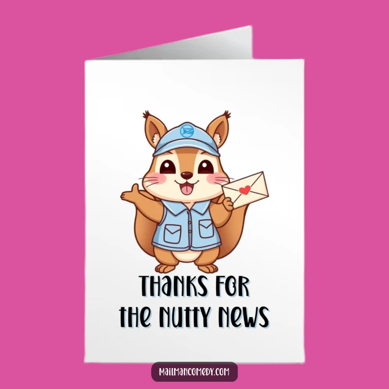 Free Printable Thank You Card: Squirrel Mail Carrier Waving, Funny Downloadable Gift