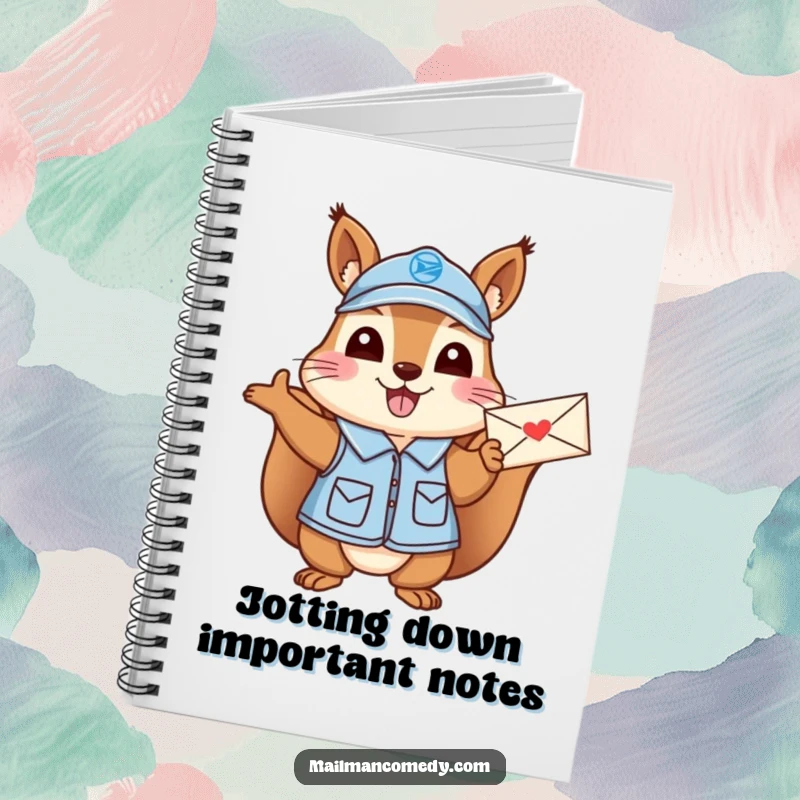 Funny Squirrel Mail Carrier Notebook: A cheerful squirrel mail carrier in uniform waving a letter.