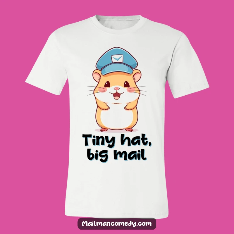 Funny Hamster Mail Carrier T-Shirt: Cute Rodent Balances Letters, Hilarious Gift!