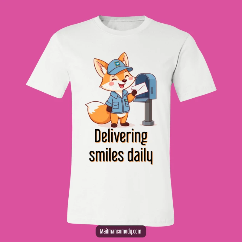 Funny Mail Fox T-Shirt: Charming Cartoon Fox Delivering Laughter