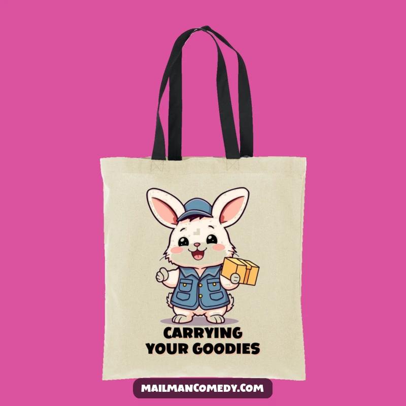 Funny Bunny Mail Carrier Tote Bag - Excited Bunny Satchel Carryall, Perfect Funny Gift!